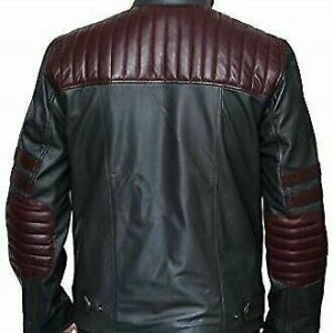 Nashville Men Burgundy Wine Stripe Black Leather Jacket.