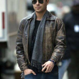 Zac Efron Distressed Leather Jacket