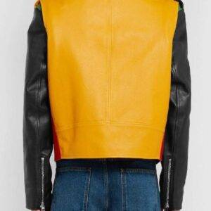 Color Blocks Leather Jacket