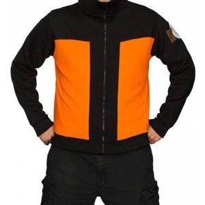 Mens Naruto Uzumaki Bomber Leather Jacket