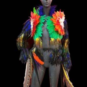 Mens Gay Pride Rainbow Multicolored Feathers Jacket