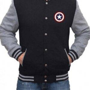 Captain America Logo Letterman Varsity Jacket