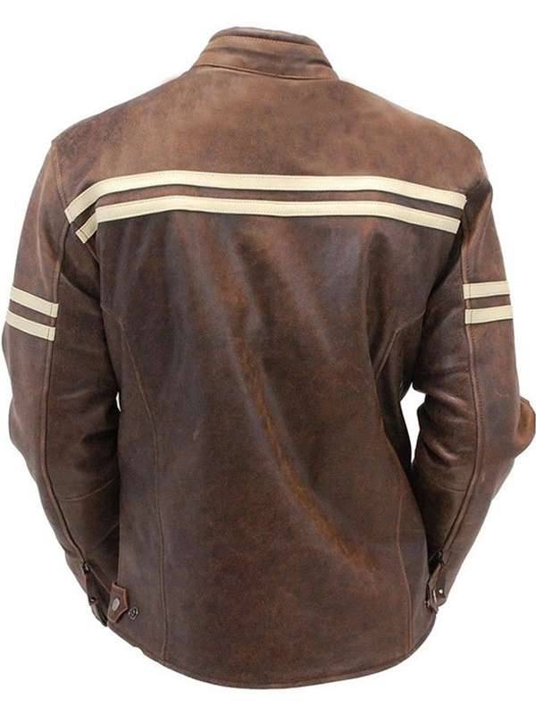 Mens Motorcycle Vintage Brown Leather Jacket