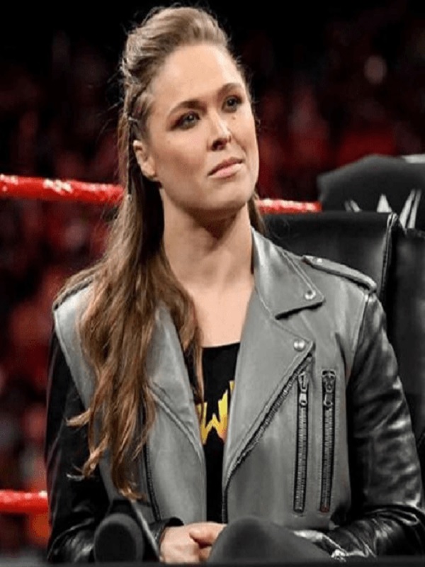Ronda Jean Rousey WWE Wrestler Black And Grey Leather Jackets