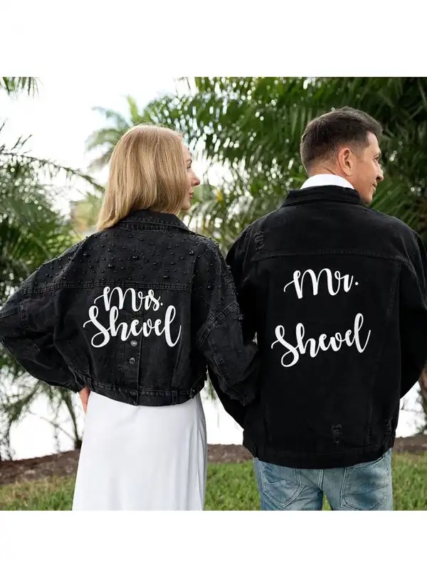 Mr And Mrs Custom Black Denim Jacket