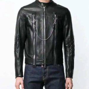 Men’s Black Real Leather Cafe Racer Jacket