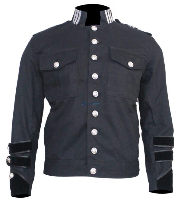 Bule Button Black Cotton Jacket