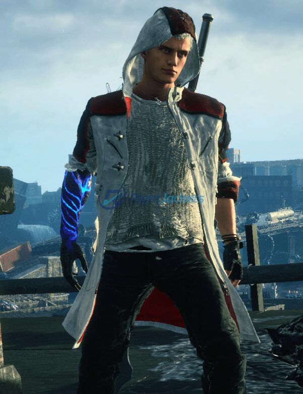 Devil May Cry 5 Nero Assassins Creed Reskin Mod Red And White With Logo In Back Coat Jacket