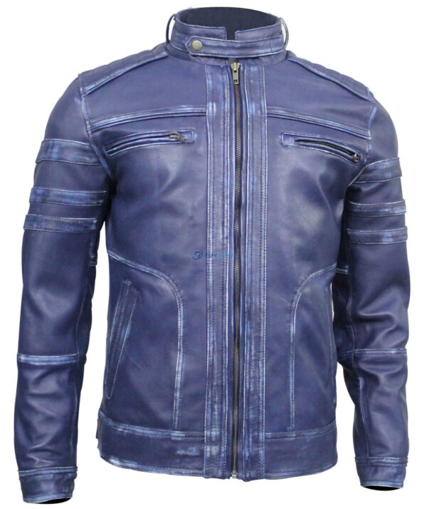 Mens Stylish Dark Blue leather jacket