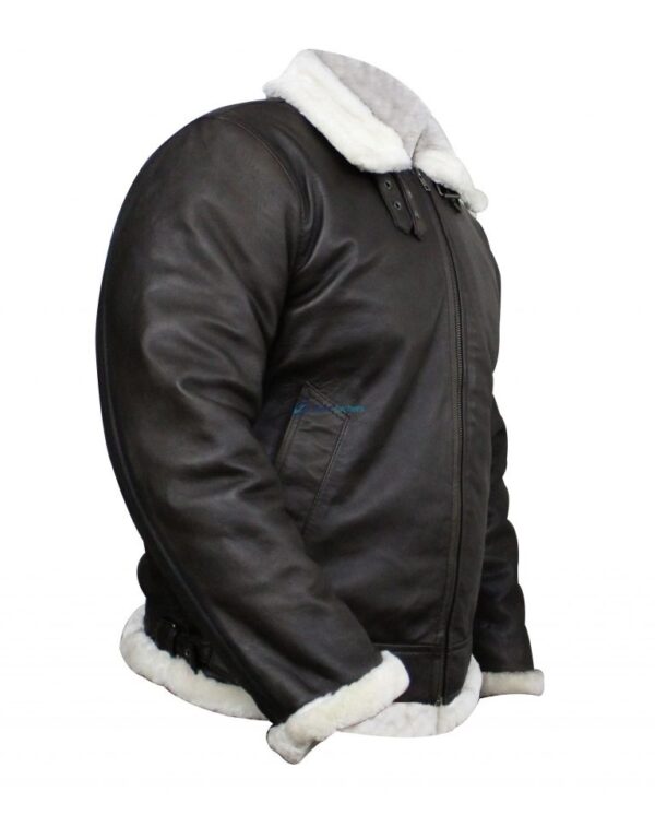 B3 White Fur Inside Winter Faux Leather Jacket