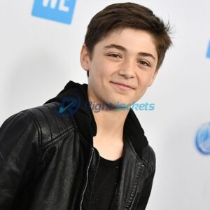 Asher Angel Shazam Black Leather Custom Jacket