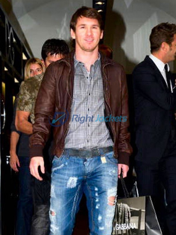 Lionel Messi 2018 FIFA World Cup Brown Leather Jacket