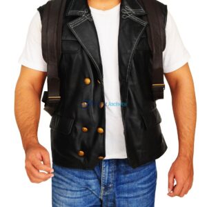 Troy Baker BioShock Infinite Booker DeWitt Leather Black Vest