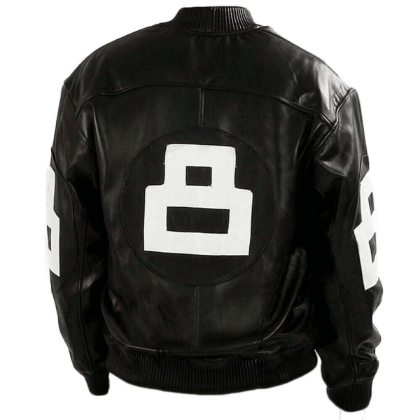 Men's 8 Ball Bomber Black Leather Jacket