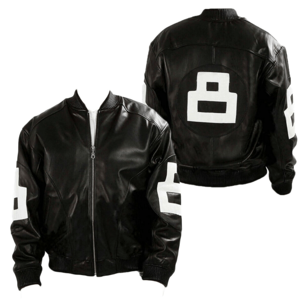 Men's 8 Ball Bomber Black Leather Jacket