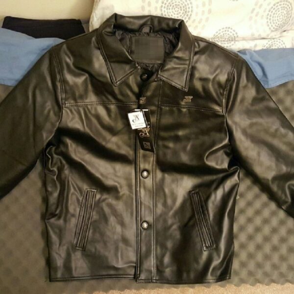 A. Collezioni Black Leather Jacket
