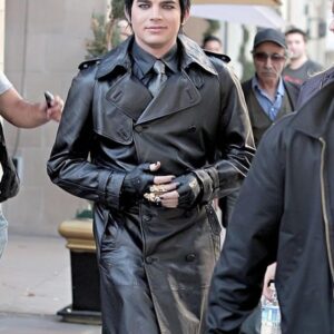 Adam Lambert American Singer Leather Trench Black Coat