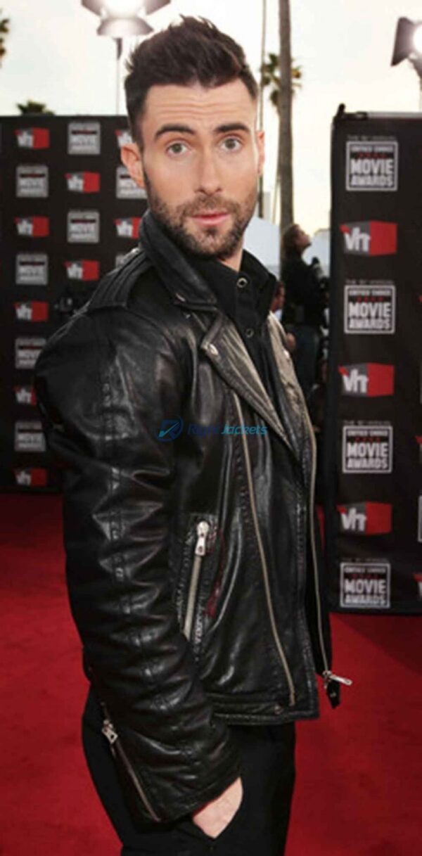 Adam Levine Black Motorcycle Leather Jacket