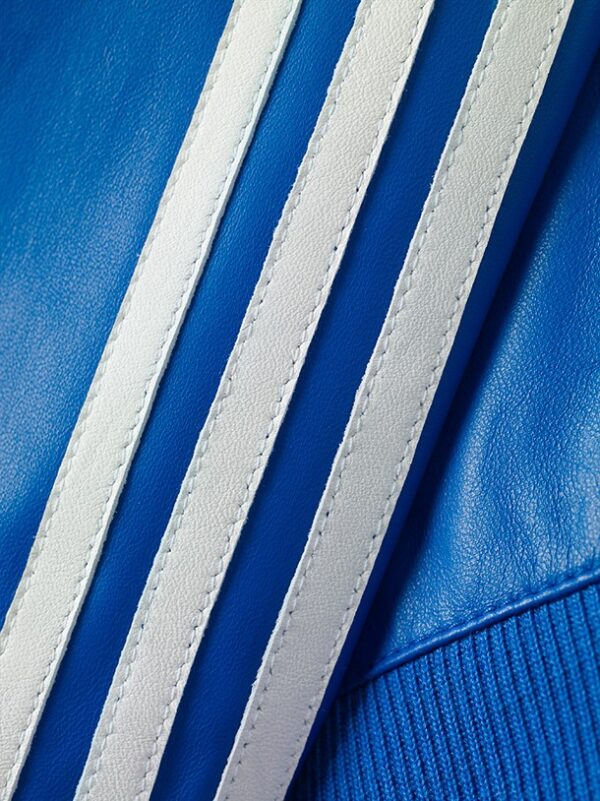 Adidas X Pharrell White Stripes Blue Lether Jacket