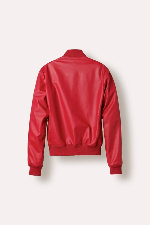 Adidas X Pharrell White Stripes Red Lether Jacket