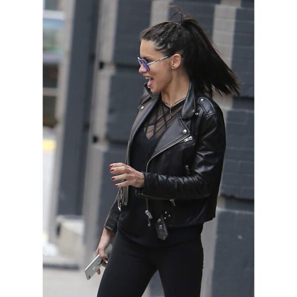 Adriana Lima Black Leather Jackets