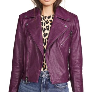 Alice & Olivia Cody Purple Leather Jacket