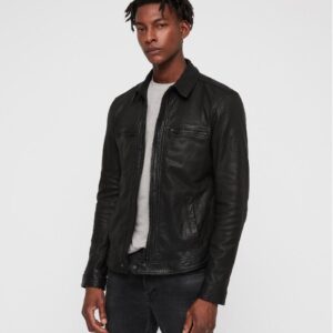 AllSaints Lark Black Leather Jacket