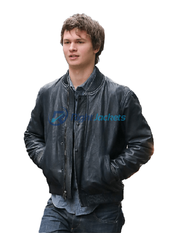Ansel Elgort Baby Driver Black Bomber Leather Jacket