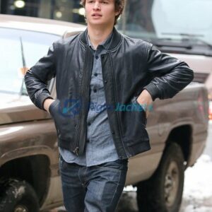 Ansel Elgort Baby Driver Black Bomber Leather Jacket