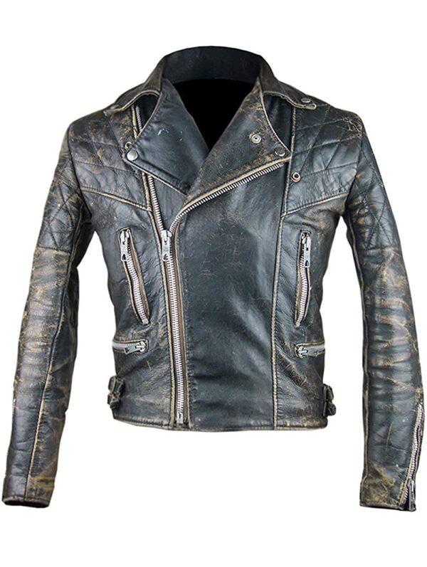 Antique Black Distressed Vintage Café Racer Leather Jacket