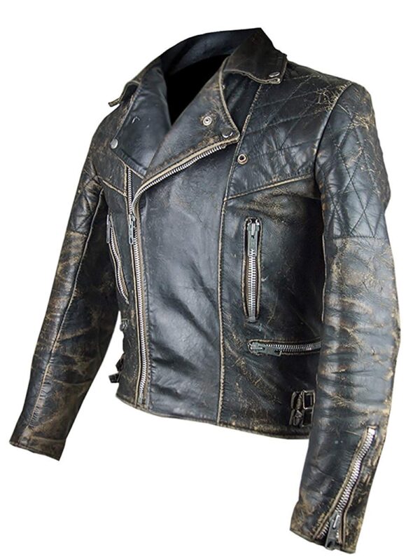 Café Racer Black Leather Jacket - Right Jackets