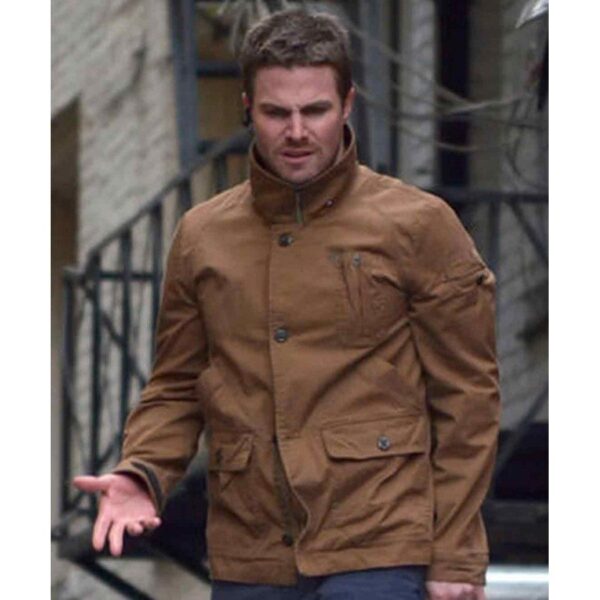 Oliver Queens Arrow Stephen Amell Brown Leather Jacket (Left)