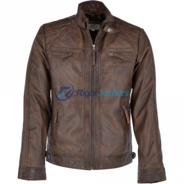 Ashwood Faux Leather Bronx 2 Biker Brown Jacket