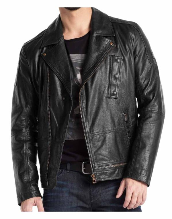 Asymmetrical 100% Real Black Leather Jacket