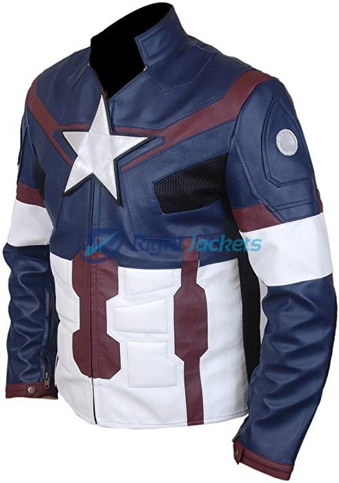 Avengers Age of Ultron Captain America Blue Stylish Leather Jacket