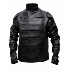 Avengers Infinity War Black Bucky Barnes with Detachable Sleeves Leather Jacket