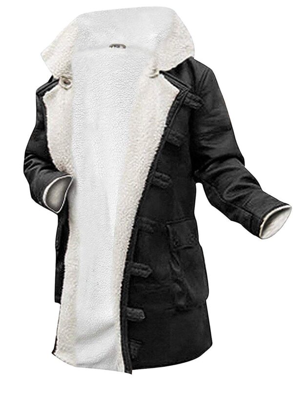 Bane Dark Knight Hardy Black Synthetic Leather Fur Rises Coat