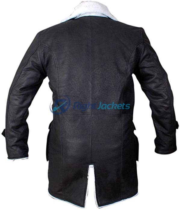 Bane Stonewash Leather Shearling Black Long Coat