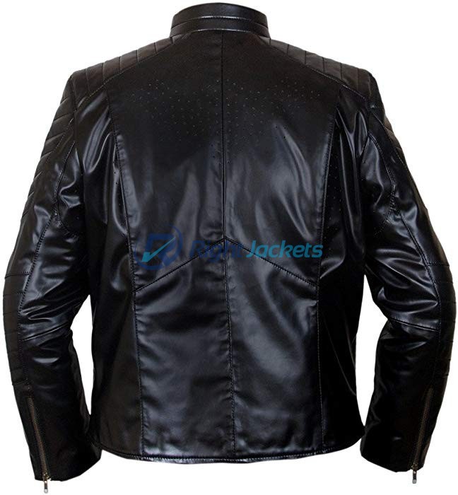 Batman Christian Bale Black Biker Leather Jacket - Right Jackets