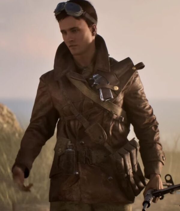 Battlefield 5 Double Breasted Billy Bridger Brown Leather Jacket