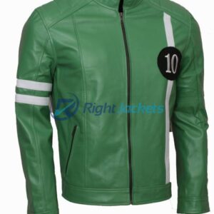 Ben10 Ryan Kelley Ben Tennyson Green Leather Jacket