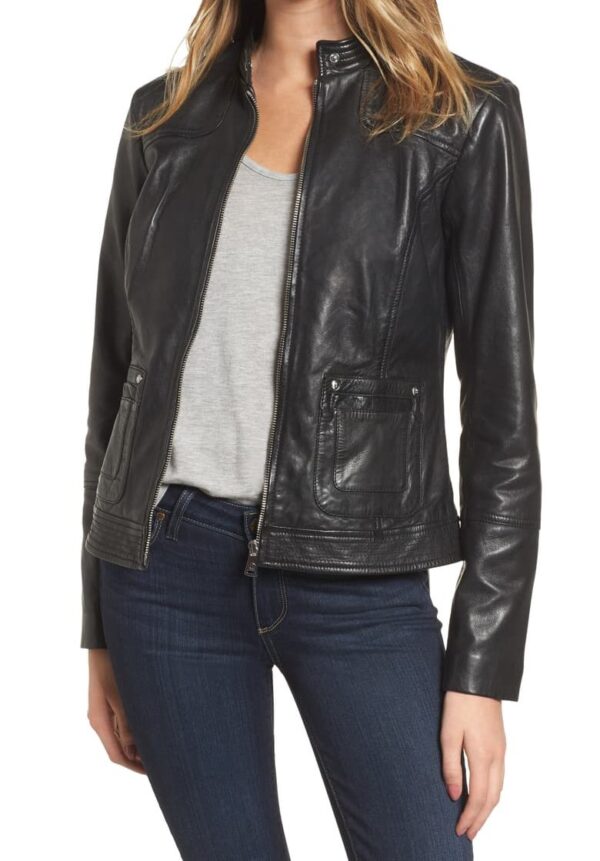 Bernardo Moto Black Leather Jacket - Right Jackets