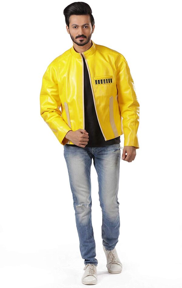 Biker Fashion Cafe Racer Yellow Leather Jacket