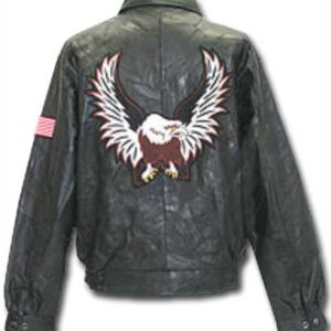 Black Eagle and Flag Leather Jacket