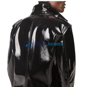 Black Vinyl Mens Leather Jacket