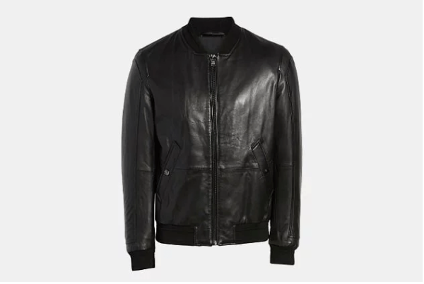 Boss Arinos Leather Bomber Jacket