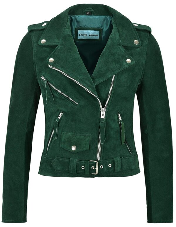 Brando Leather Fitted Green Suede Jacket
