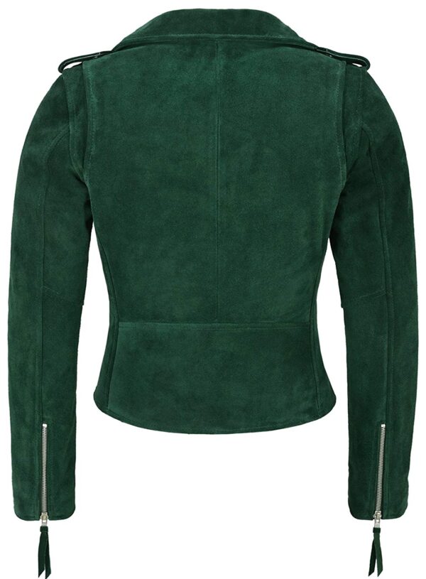 Brando Leather Fitted Green Suede Jackit