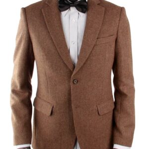 Brian Brown Tweed Herringbone Wool Coat