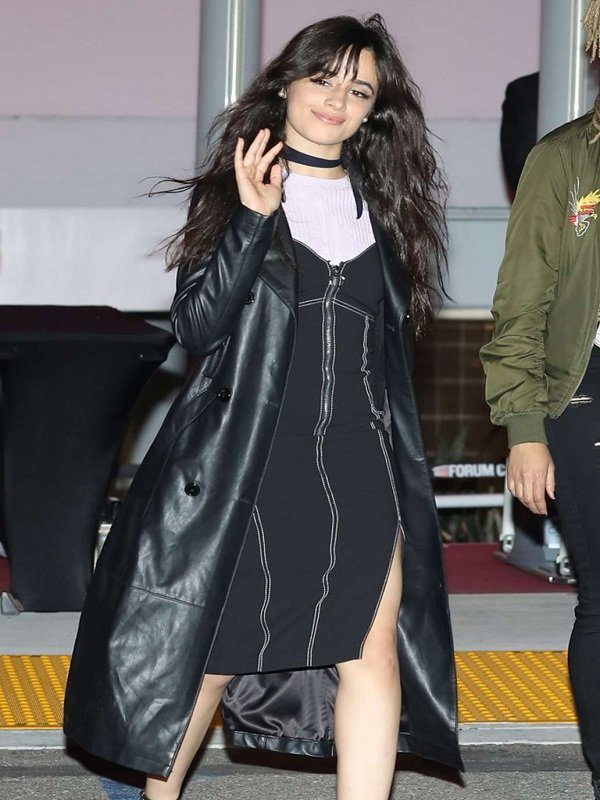 Camila Cabello Leather Trench Coat